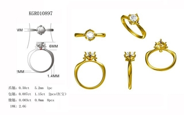 18K Gold Diamond Wedding Ring Aphrodite Stamp Pure Love KGR010897