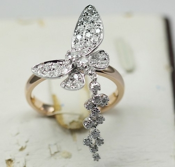 18 Karat Yellow Gold White Gold Butterfly and Flowers End Drops KGR009358