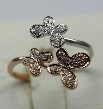 3 Flowers 18K Yellow Pink White Gold 3 Colors Ring with VVS Diamond KGR005844