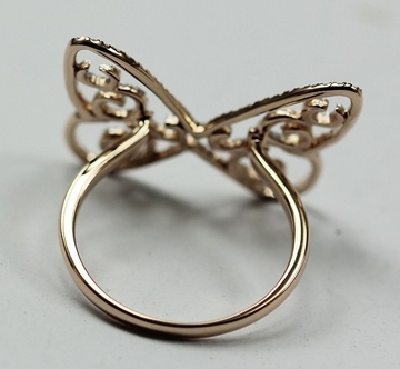 18 Karat Yellow Gold Flying Butterfly Ring VVS Diamond KGR008665