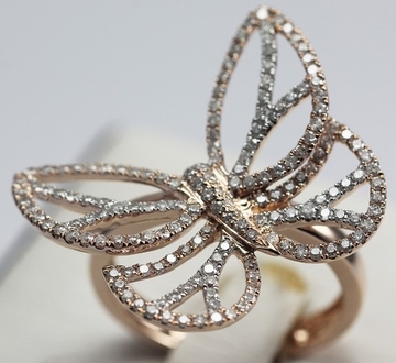 18K Yellow Gold Ring with Diamond Butterfly Ring KGR005490
