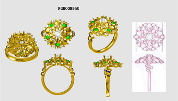 18K White Gold with Natural Diamonds White Snake Series Ring KGR009950