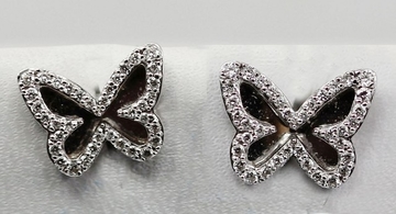 18K White Gold Micro Setting Diamonds Butterfly Earring KGE001446