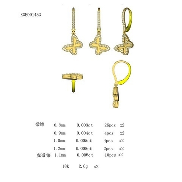 18K Yellow Gold Micro Setting Diamonds Butterfly Earring KGE001453
