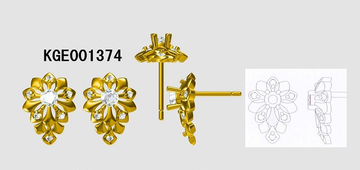 18K White Gold with Natural Diamonds White Snake Series Earrings KGE001374