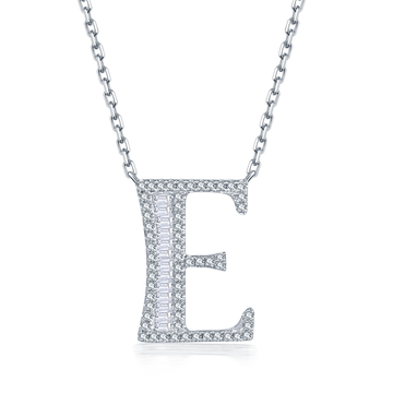 Letter Necklace Alphabet E Name Initial Pendant in 18K Gold with Diamonds