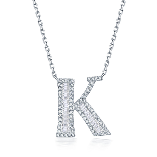 Letter Necklace Alphabet K Name Initial Pendant in 18K Gold with Diamonds