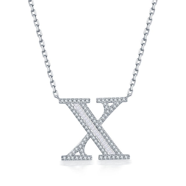 Letter Necklace Alphabet X Name Initial Pendant in 18K Gold with Diamonds