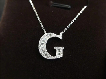 Letter Necklace Alphabet G Name Initial Pendant in 18K Gold with Diamonds