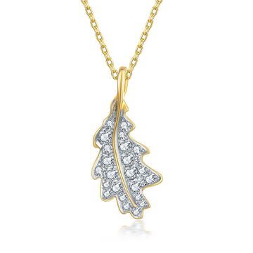 Leaf Necklace in 18K Yellow Gold and White Gold with Diamond