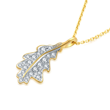 Leaf Necklace in 18K Yellow Gold and White Gold with Diamond