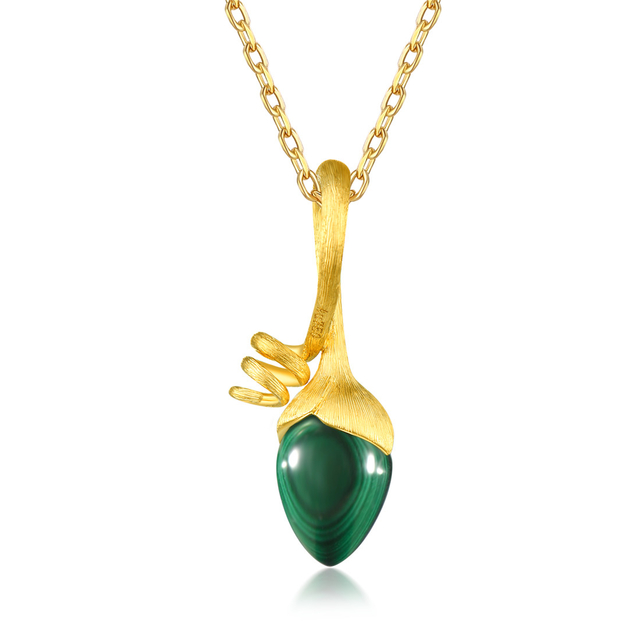 Pepper Necklace in 18K Yellow Gold with Malachite