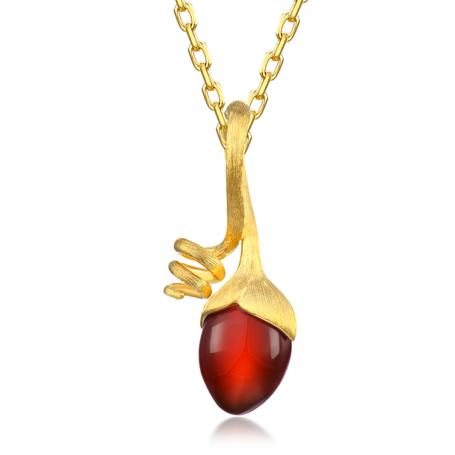 Pepper Necklace in 18K Yellow Gold with Red Agate