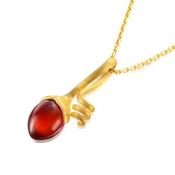 Pepper Necklace in 18K Yellow Gold with Red Agate